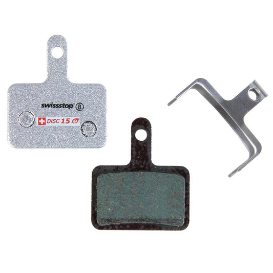 SwissStop, Disc 15 E, Disc brake pads, Shape: Deore BR-MT410, M375/485/486/515525/575/615, Auriga, Hylex, Spyre, Orion, Organic, Pair