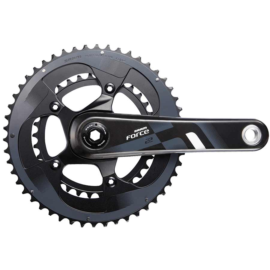 SRAM, Force22, Crankset, 11sp, 170mm, 39/53, BCD: 130, GXP, CL: 44.5mm, Black, 808g