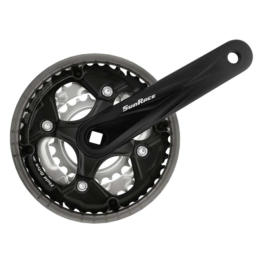 Sun Race, FCM500, Crankset, 6/7/8 sp.,Square-tapered, 24/34/42T, 175mm, Black