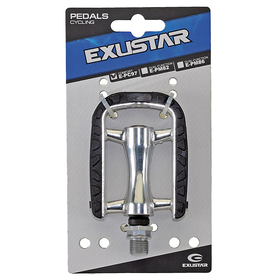 Exustar, E-PC97 Non-Slip, Platform Pedals, Body: Aluminum, Spindle: Cr-Mo, 9/16'', Black