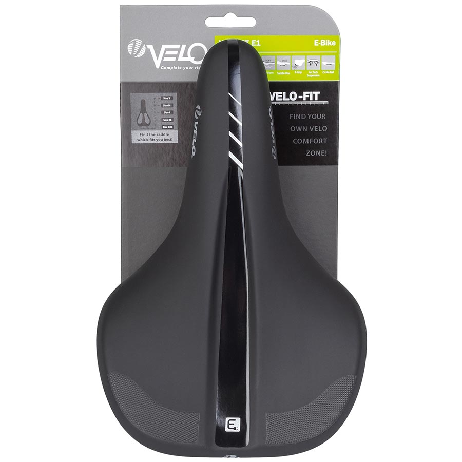 Velo, Fit E1, Saddle, 145 x 270mm, Black