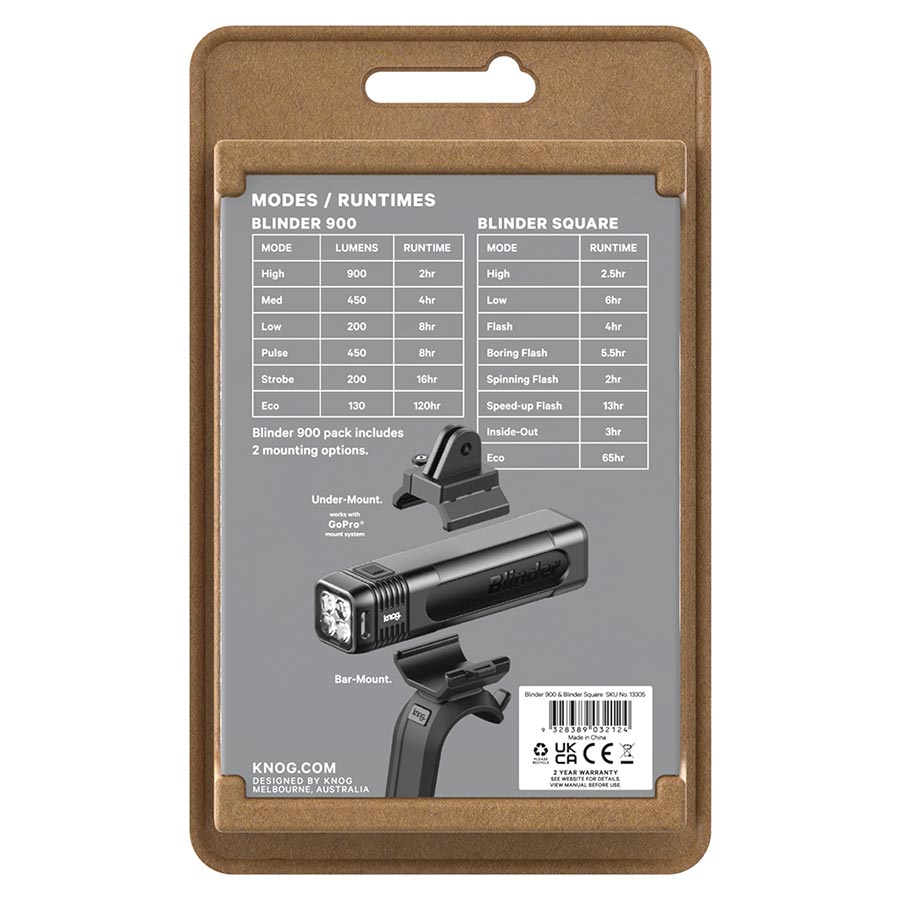 Knog, Blinder 900/ Blinder V, Light, Front and Rear, Black, Set