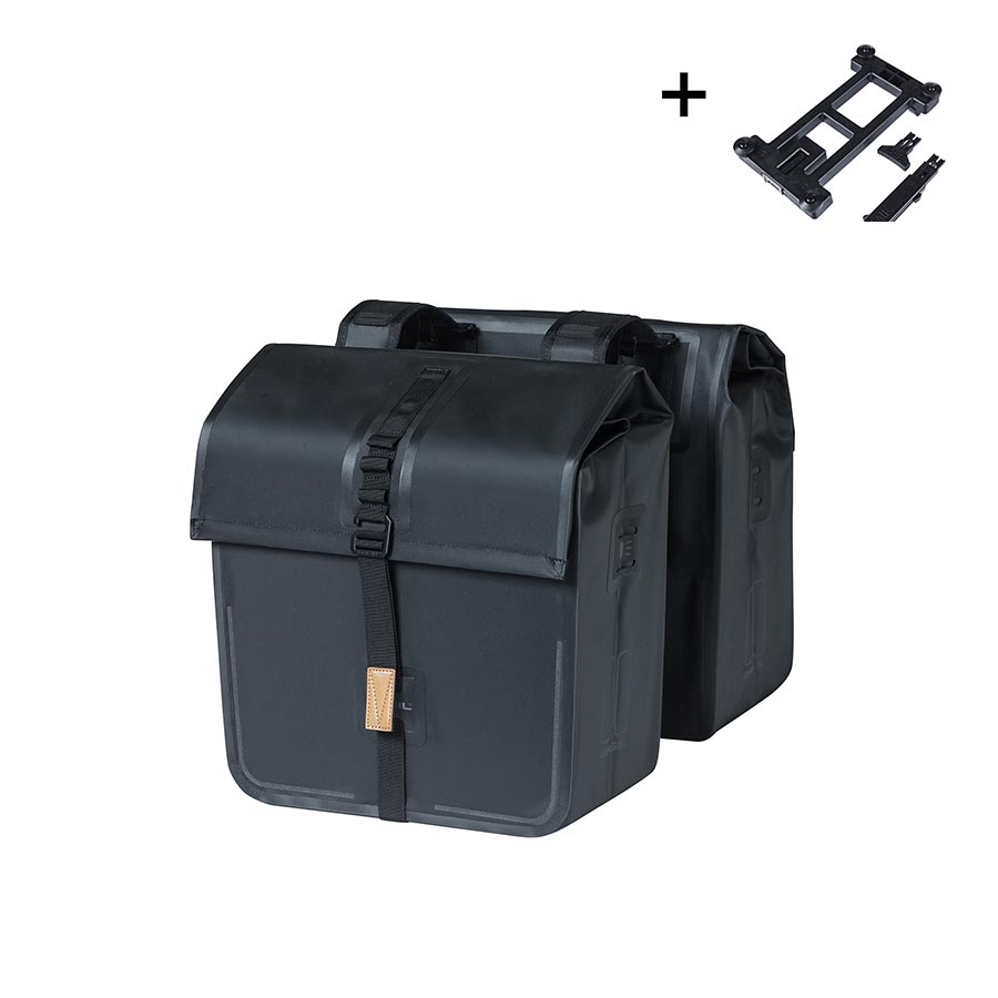 Basil, Urban Double, Pannier, 50L, Black, Pair