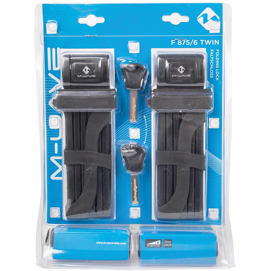 M-Wave, F 875/6 Twin, Set of 2 Folding Locks, Key, 87.5cm, 6mm, Black