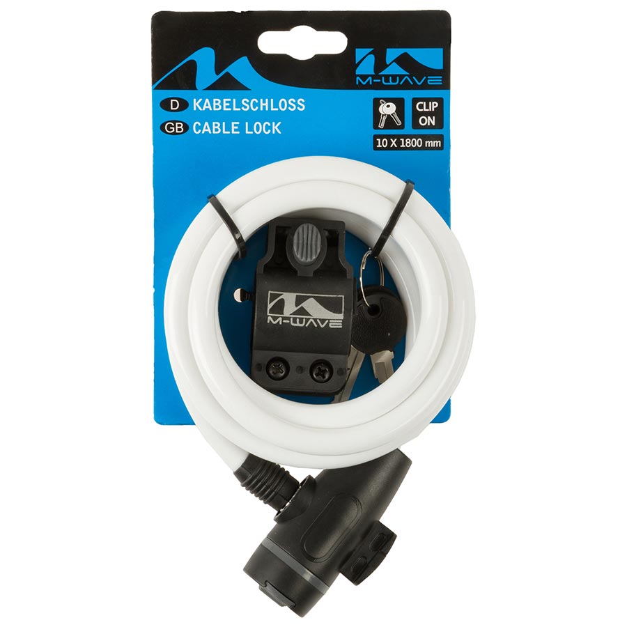 M-Wave, S 10.18, Cable lock, Key, 10mm, 10x1800mm, White
