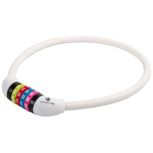 M-Wave, DS12.65 Silicone, Cable lock, Combination, 12mm, 2', White