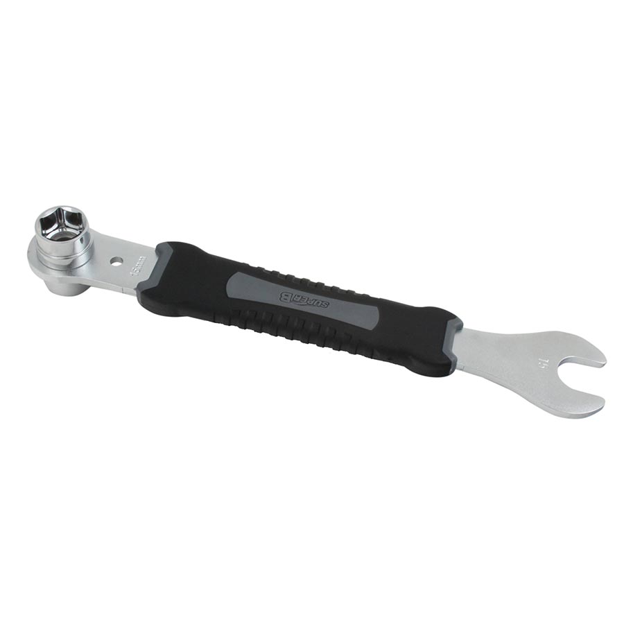 Super-B, TB-MW 50, 15mm pedal wrench with 14 and 15mm crank bolt tool